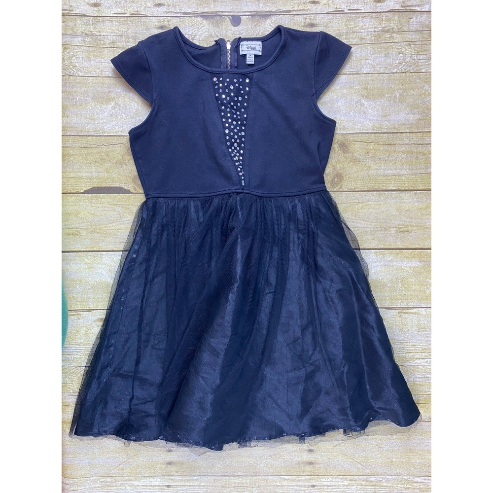 Disney D‎ Signed Girls Size Medium 10/12 Black Tulle Skirt Zipper Dress